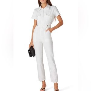 NEW Good American Fit for Success White Cotton Twill Jumpsuit Pockets B1164